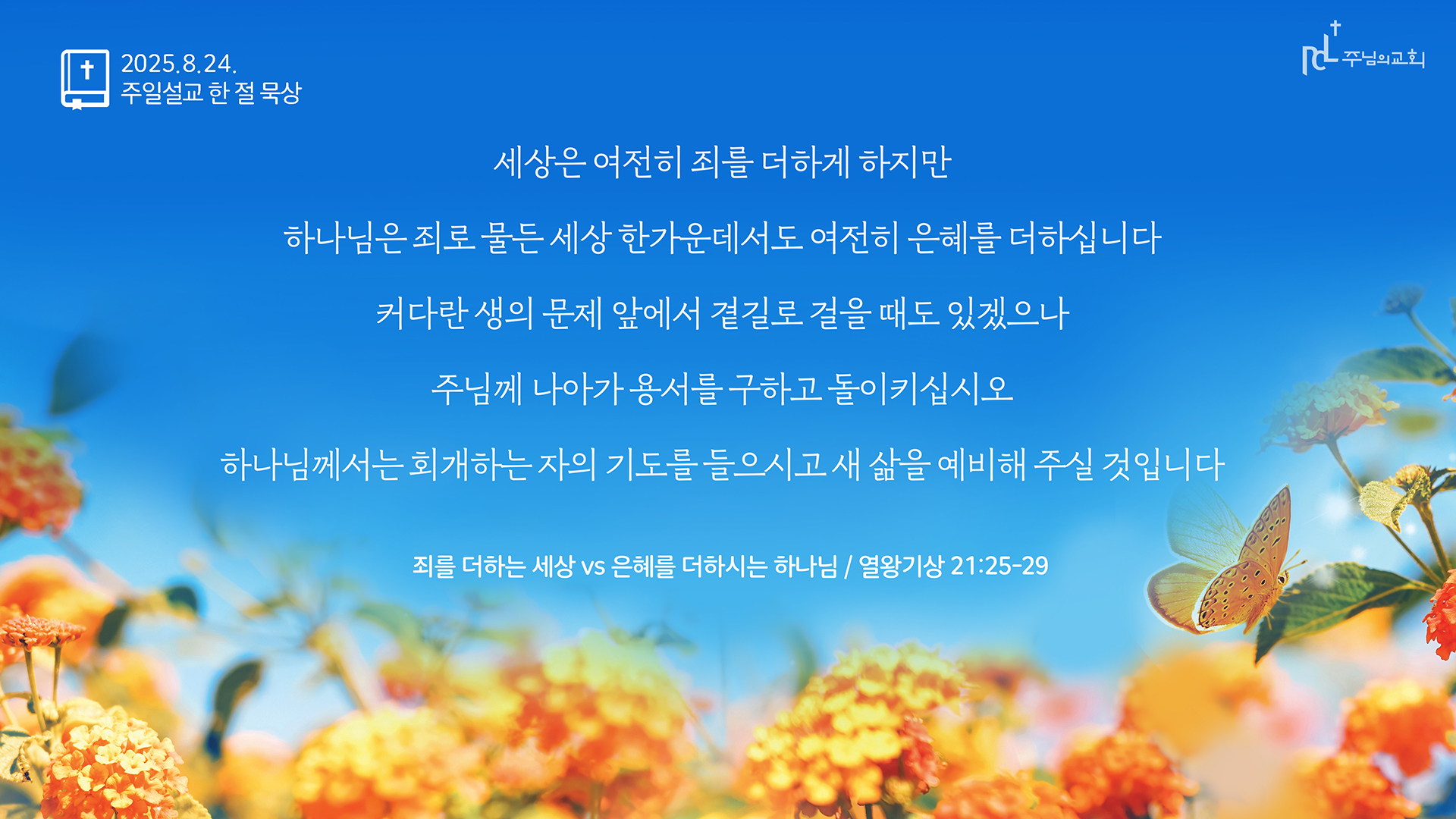 2025년 8월 24일 주일설교 한 절 묵상